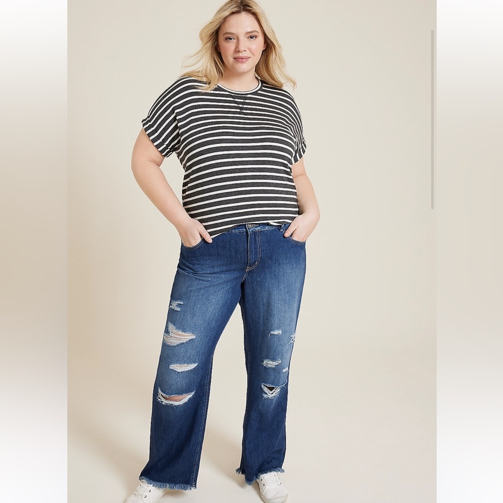 KanCan Dark Drape Ripped High Rise Wide Leg jeans women’s sz 16 style 215848